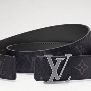 Louis Vuitton Black Monogram LV Buckle Leather Belt